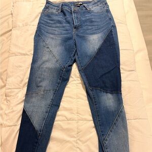 Fashion Nova Two-Tone Blue Skinny Jeans